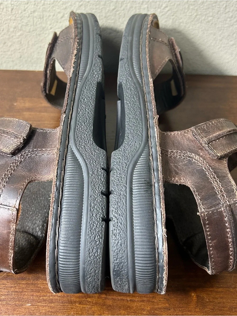 Naot Sandals Mens Size EU 47 US 14 Balkan Brown Leather Hook & Loop Comfy Ortho